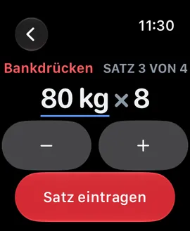 Repvoice auf der Apple Watch: Satz mit der Digital Crown eintragen
