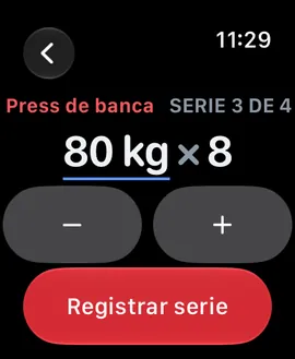Repvoice en Apple Watch registrando una serie con la Digital Crown