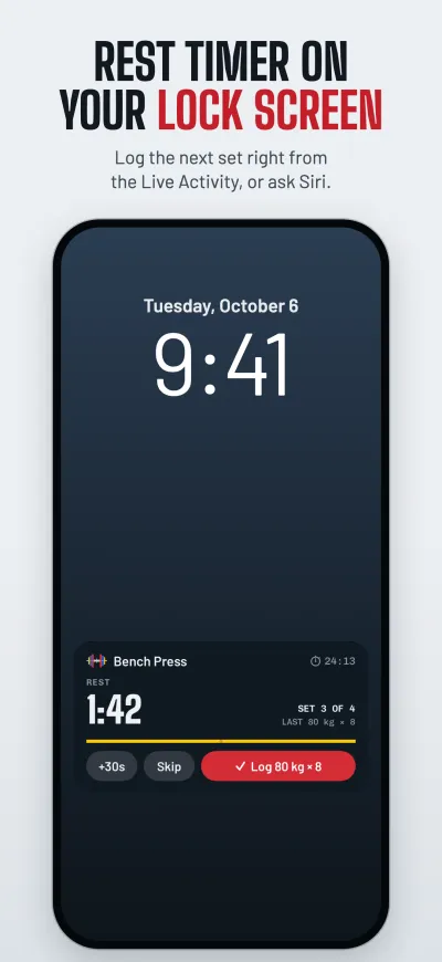 The rest timer on the Lock Screen